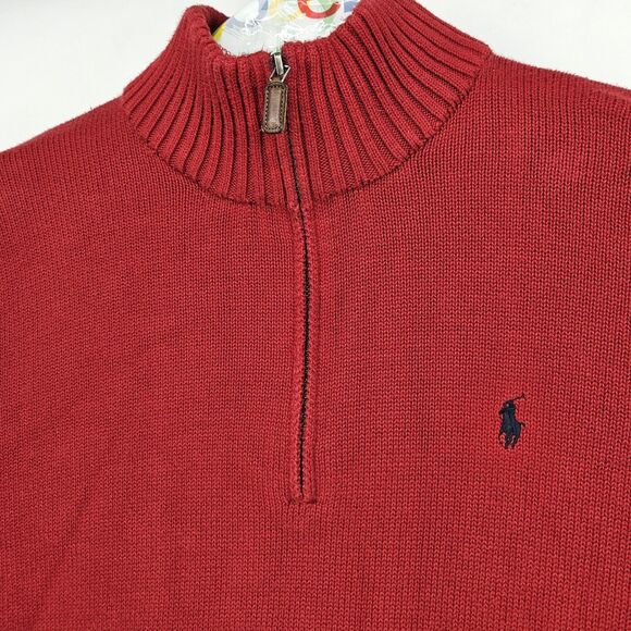 Vintage Polo Ralph Lauren Sweater Mens XL Long Sleeve Red Turtle Neck Cotton - Picture 2 of 8
